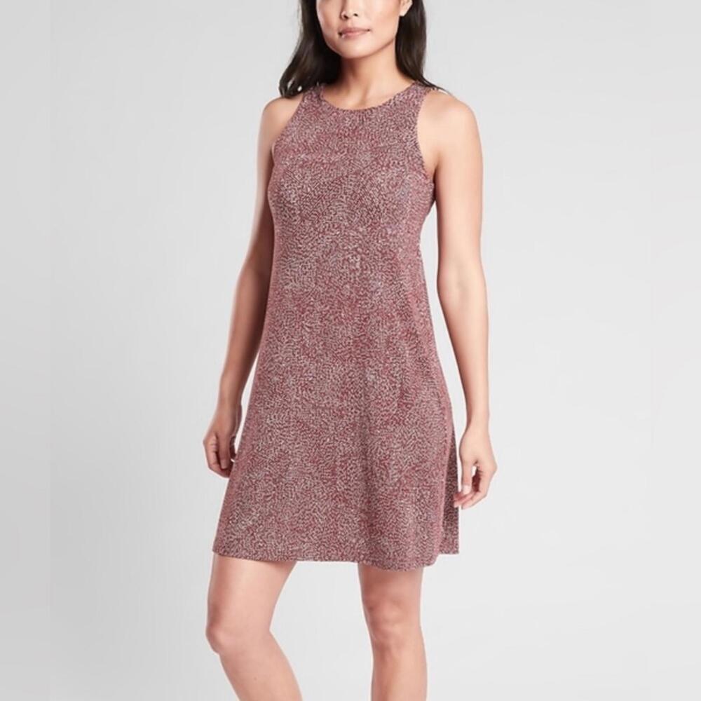 Athleta Rusty White Printed Sleeveless Santorini Active Dress - Size Small